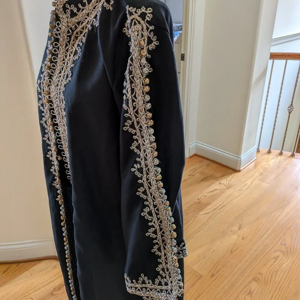 Stunning Elegant Egyptian Dress/ Coat with Ornate Gold & Silver Embellishment - Picture 5 of 9